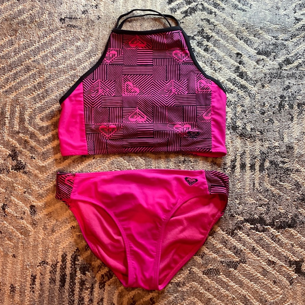 Black and Pink Two Piece Swimsuit